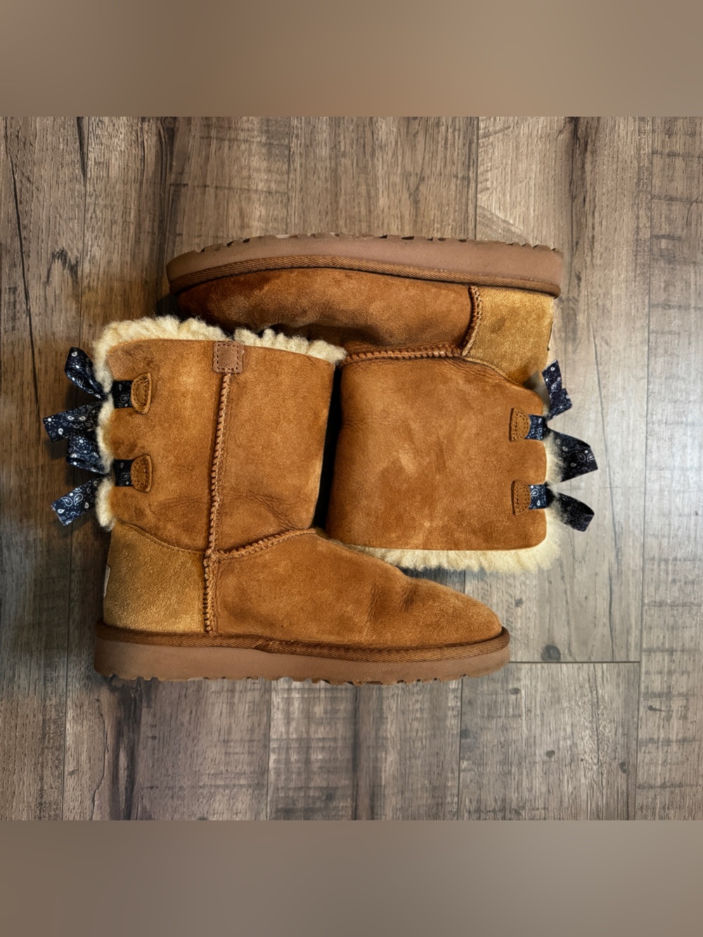 UGG Baliey with Blue Satin Bandana Bows